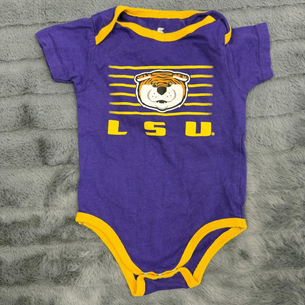 Colosseum LSU Tigers Infant Bodysuit Purple Yellow Mike the Tiger 0-3 Months